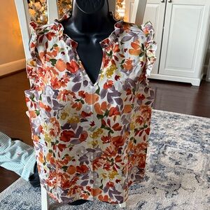 SHEIN Multicolor Floral Ruffle Blouse
